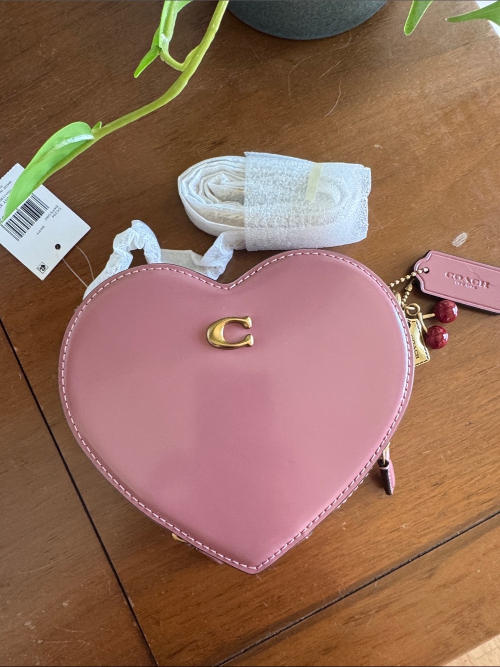Coach Pink Heart NWT Crossbody with Gold C Hardware and charms